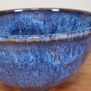 Blue marbled glaze bowl