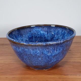 Blue marbled glaze bowl