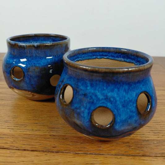 Blue ceramic tea light holders