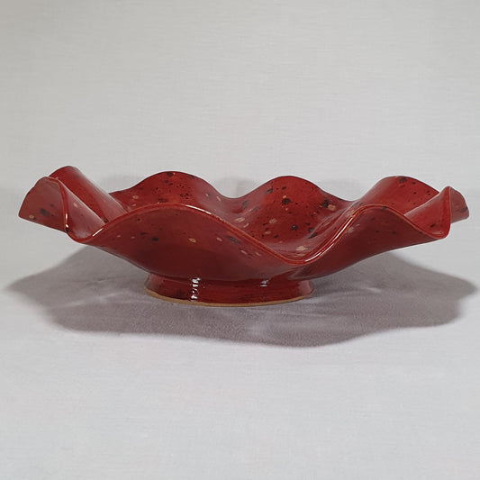Red Speckle Large Wavy Bowl