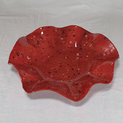 Red Speckle Large Wavy Bowl